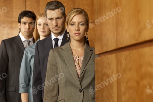 Preview: Portrait Of Four Business Executives Standing In A Row