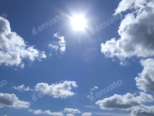 Preview: Sun And Clouds Floating In Blue Sky