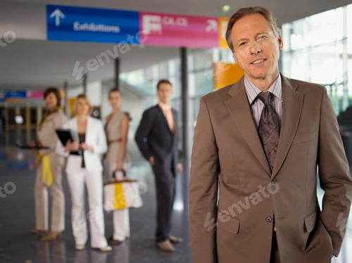 Preview: Portrait Of Businesspeople Standing In Foyer Of Convention Center