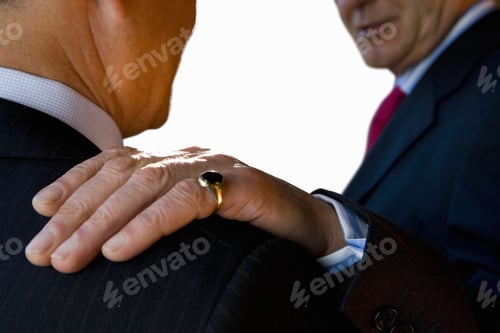 Preview: Businessman With Hand On Shoulder Of Colleague, Close-Up, Cut Out