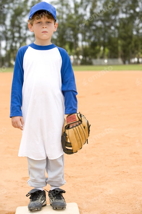 Preview: Portrait Young Boy On Baseball Base