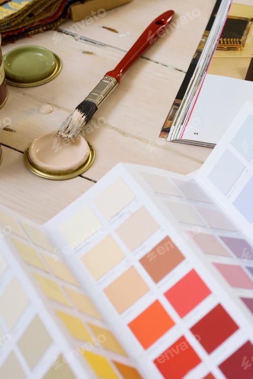 Preview: Paint Swatch Samples with Brush and Peach Paint