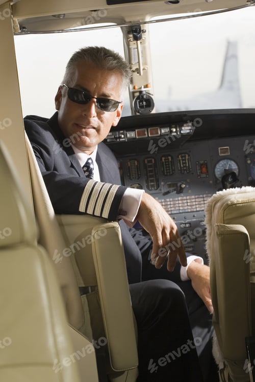 Preview: Pilot Sitting In A Private Airplane