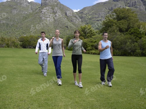 Preview: Two Young Couples Jogging