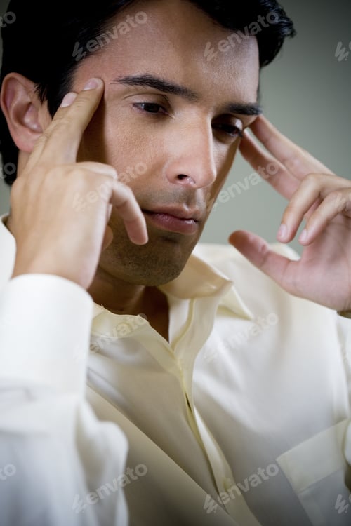Preview: Portrait Of A Man With A Headache, Fingers On Temples