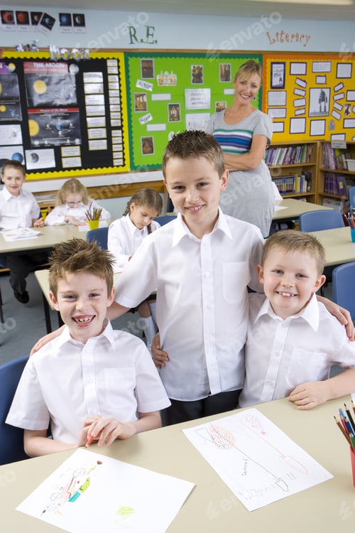 Preview: School Boy Friends Smiling In Classroom