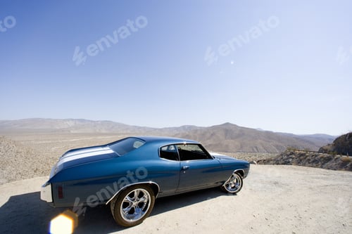 Preview: Classic Car In Desert (Lens Flare)