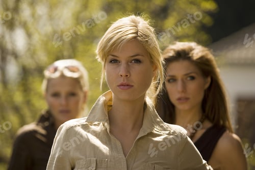 Preview: Portrait Of A Young Woman With Two Young Women In The Background