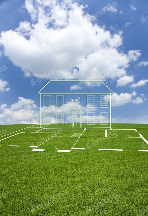 Preview: Cut Out House In Grass Field