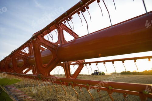 Preview: Close Up Of Combine Harvesting Wheat