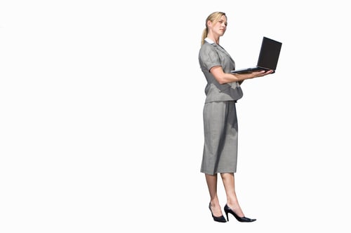 Preview: Businesswoman With Laptop Computer, Cut Out