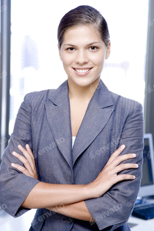 Preview: Businesswoman Smiling With Her Arms Folded, Portrait