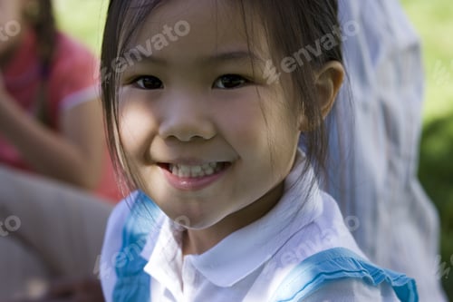 Preview: Girl (3-5) Smiling, Close-Up, Portrait, Focus On Foreground
