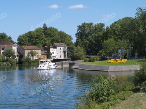 Preview: Boat Moving On River Through Town
