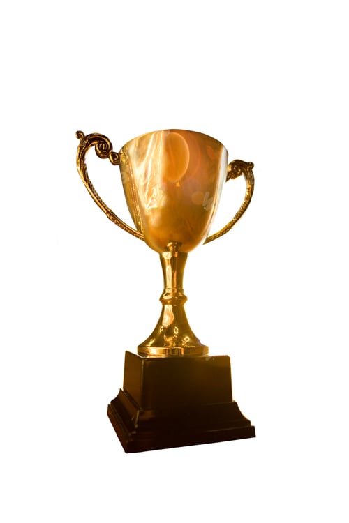 Preview: Cut Out Of Pet Gold Trophy Against White Background