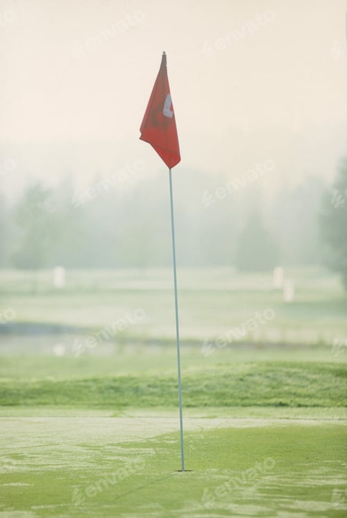 Preview: Detail View Of A Flag Marking A Hole In A Golf Course