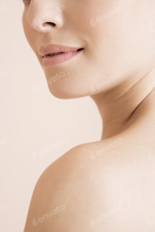 Preview: Young Woman Looking Over Her Shoulder, Cropped View