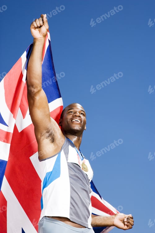Preview: Portrait Of A Male Athlete With Uk Flag