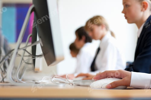 Preview: Line Of High School Students In Uniform In Computer Science Lesson