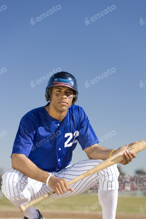 Preview: Portrait Of Baseball Player Holding Bat