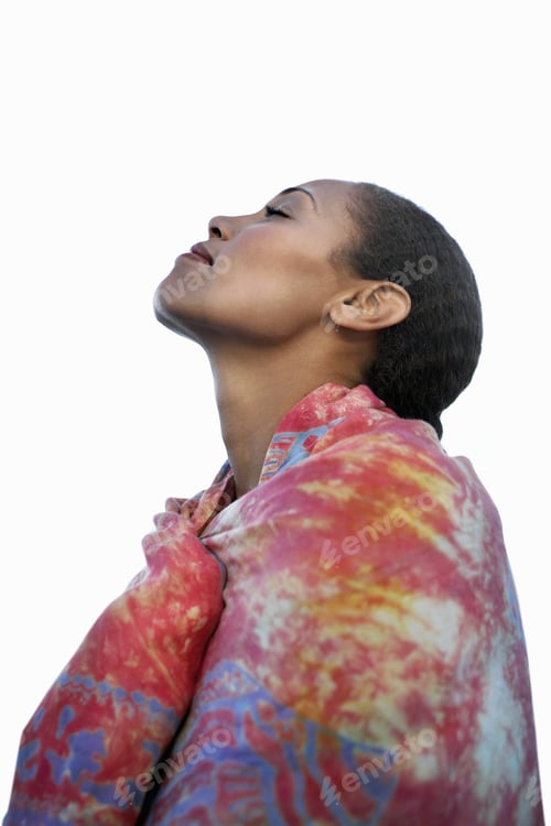 Preview: Smiling Woman With Head Turned Upwards, Cut Out