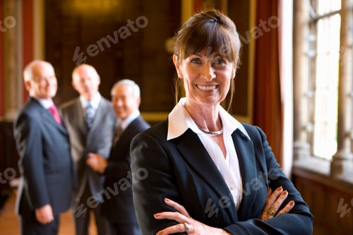 Preview: Portrait Of Mature Businesswoman Smiling In Old Fashion Office Room