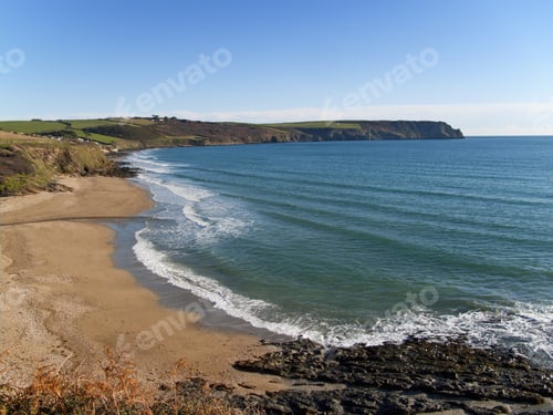 Preview: Beach And Ocean At Gerrans Bay, Cornwall, United Kingdom