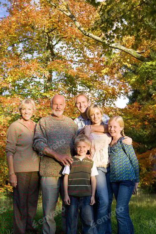 Preview: Three Generation Family In Autumn Setting