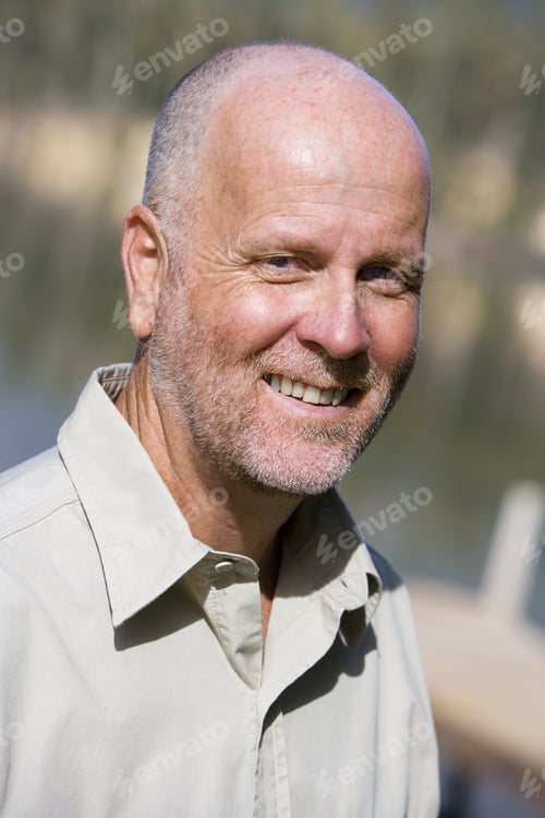 Preview: Mature Man Smiling, Close-Up, Portrait