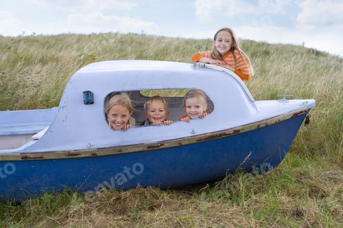 Preview: Portrait Of Young Children In Boat