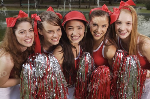 Preview: Portrait Of Five Cheerleaders Smiling
