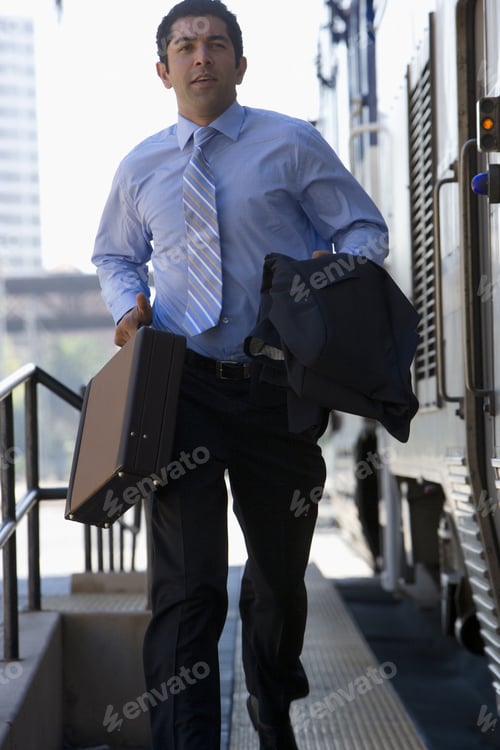 Preview: Businessman Running To Catch Train