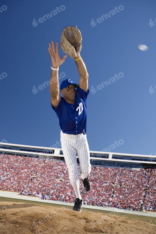 Preview: Baseball Player Reaching To Catch Baseball