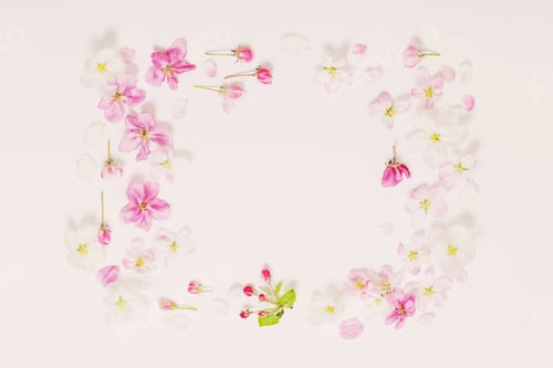Preview: Pink And White Apple Flowers On White Background