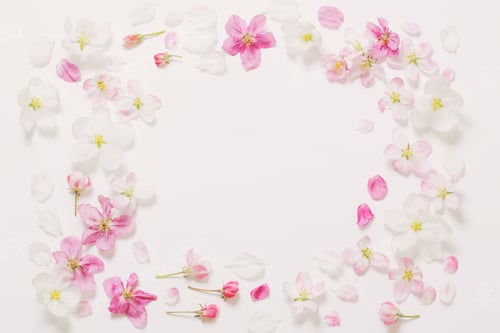Preview: Pink And White Apple Flowers On White Background