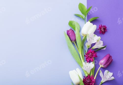Preview: Beautiful Spring Flowers On Paper Background