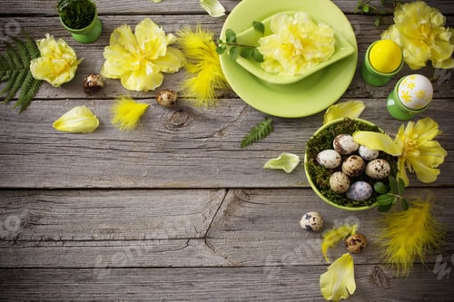 Preview: Easter Decoration On Old Wooden Background