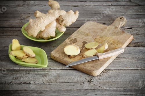 Preview: Ginger On Wooden Background
