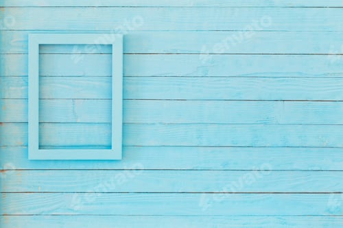 Preview: Wooden Frame On Background Old Blue Wall