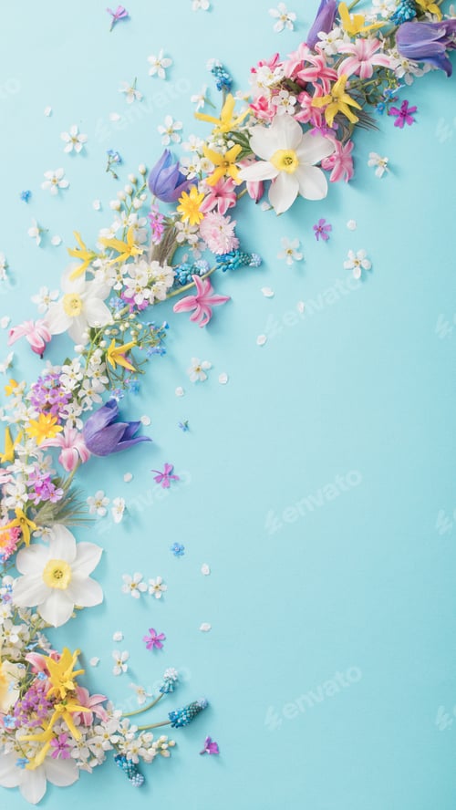 Preview: Beautiful Spring Flowers On Paper Background