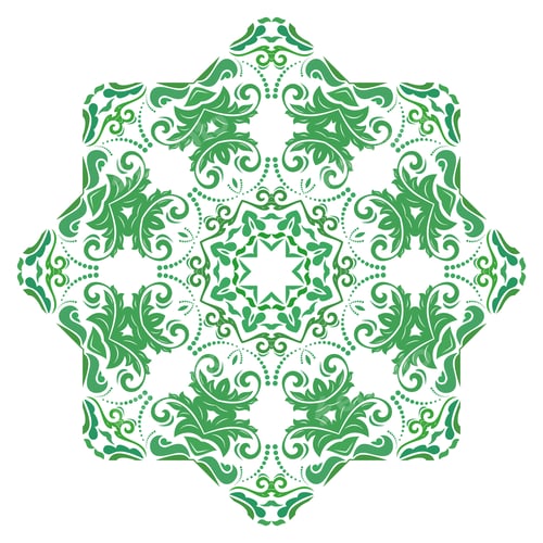 Preview: Oriental Green Pattern With Arabesques And Floral Elements. Traditional Classic Pattern