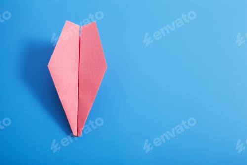 Preview: Paper Plane On Blue Color Background