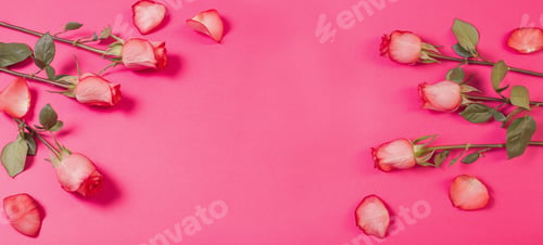 Preview: Pink Roses On Pink Paper Background