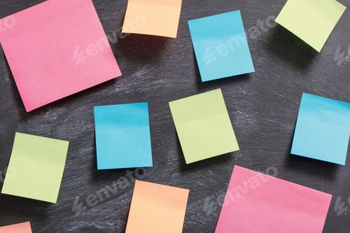 Preview: The Color Paper Stickers On Black Background
