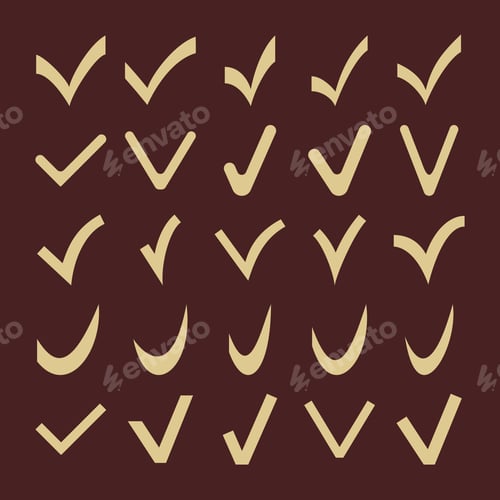 Preview: Set Of Different Golden Check Marks