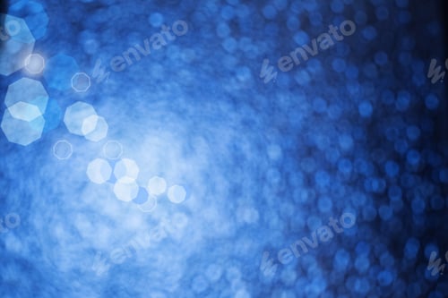 Preview: Blue Festive Abstract Background With Bokeh Lights