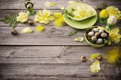 Preview: Easter Decoration On Old Wooden Background