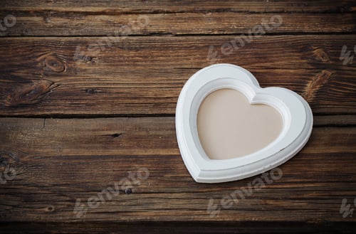 Preview: Old White Wooden Frame On Wooden Table