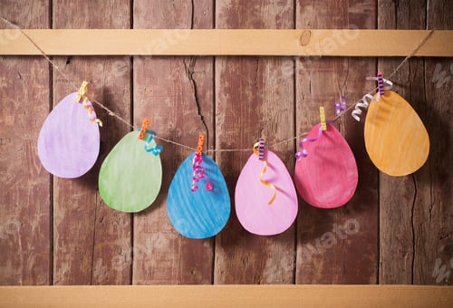 Preview: Easter Paper Eggs On Wooden Background