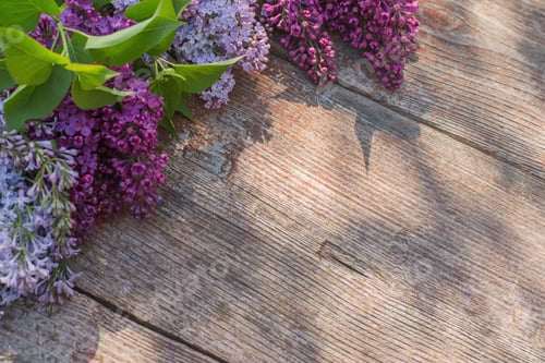 Preview: Lilac Blossoms on a Rustic Wooden Surface